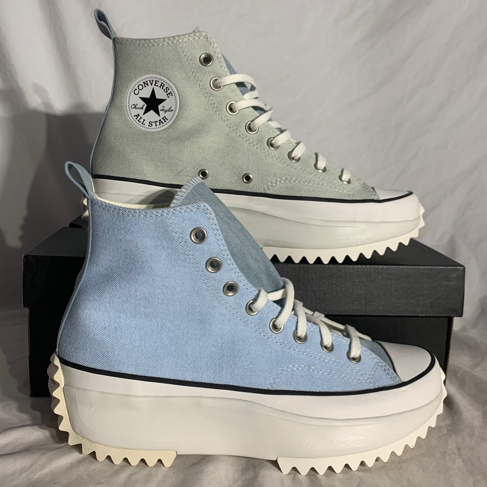 Converse Run Star Hike Blue Vintage Denim White Black Shoes Mens 9.5